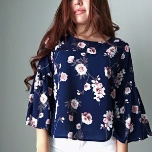 Navy Floral Top